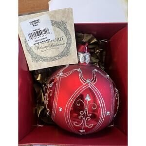 Diamond Filigree Ball - Boxed Holiday Heirloom-Red, White, Silver by Waterford